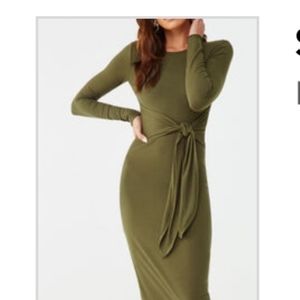 Olive knotted midi dress